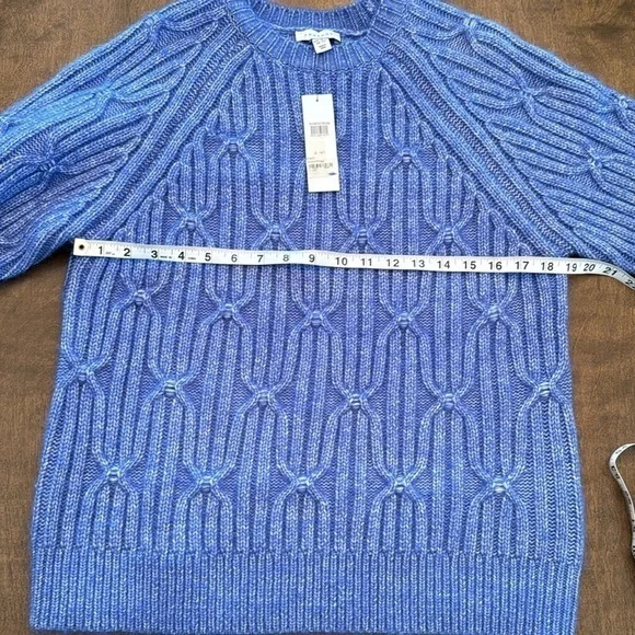 Topshop Knitted Cable Raglan Sweater Size 4-6 in Blue - Picture 10 of 13